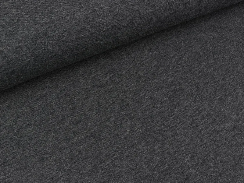 Reststück 33cm - Leichter Sweat Maike anthrazit meliert uni