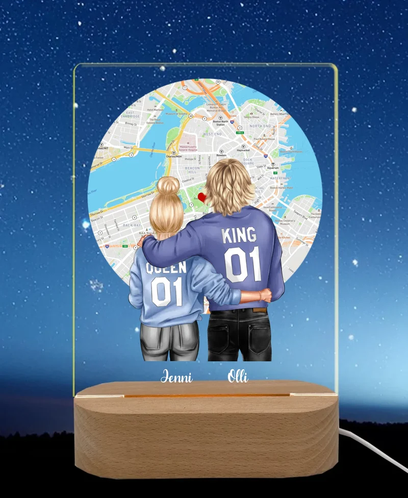 Partnergeschenk - Personalisiertes LED Deko Nachtlicht Stadtkarte - Partnerin / Partner Geschenk Geburtstag, Valentinstag