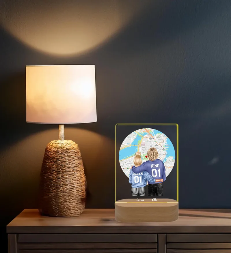 Partnergeschenk - Personalisiertes LED Deko Nachtlicht Stadtkarte - Partnerin / Partner Geschenk Geburtstag, Valentinstag