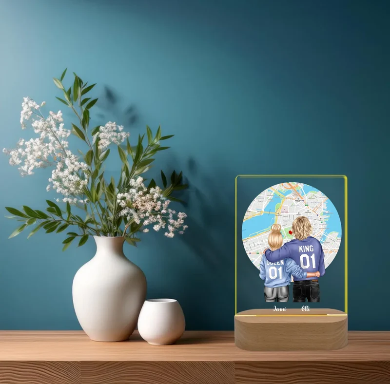 Partnergeschenk - Personalisiertes LED Deko Nachtlicht Stadtkarte - Partnerin / Partner Geschenk Geburtstag, Valentinstag