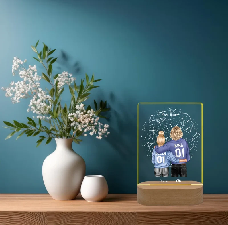 Personalisiertes LED Nachtlicht Sternenkarte - Partnerin / Partner Geschenk Geburtstag, Valentinstag, Weihnachtsgeschenk