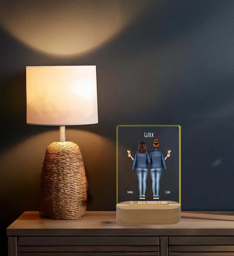 Personalisiertes LED Nachtlicht Beste Freundin Geschenk - Glück ist dich als Freundin zu haben