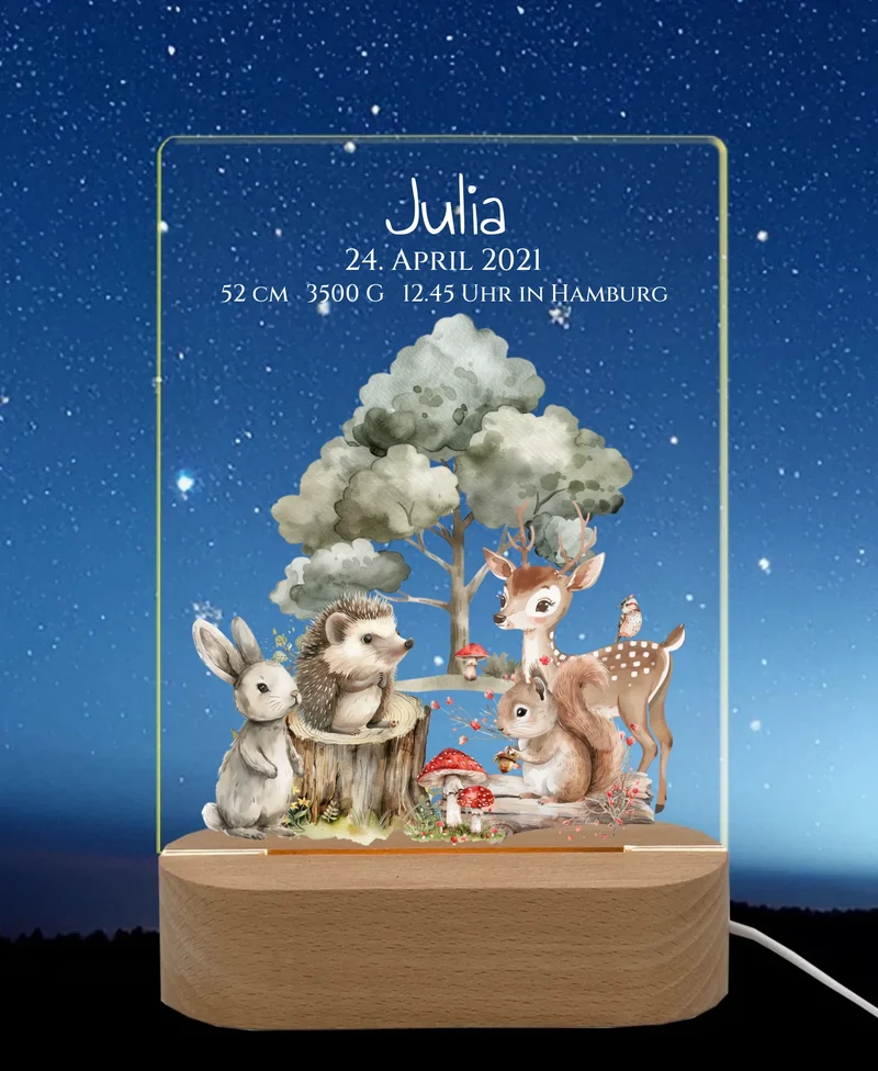 Personalisiertes LED Nachtlicht für Babys zur Gebut & Taufe - Kinderzimmer Deko 2