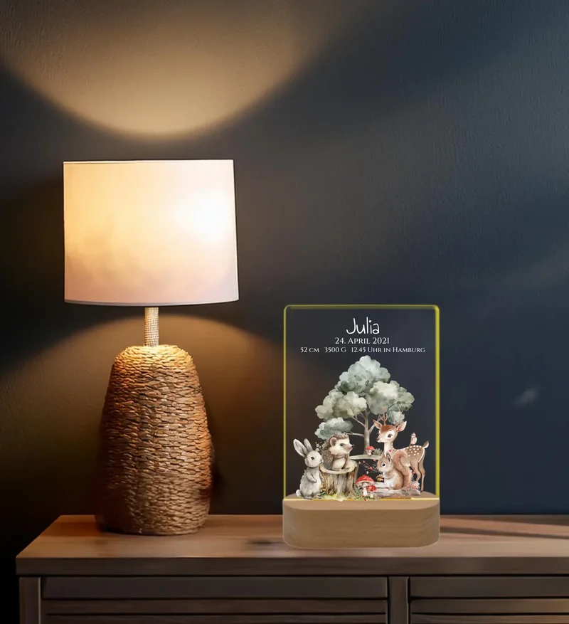 Personalisiertes LED Nachtlicht für Babys zur Gebut & Taufe - Kinderzimmer Deko 2