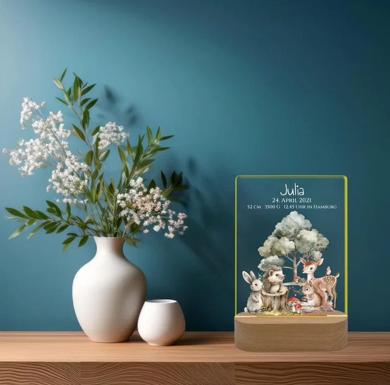 Personalisiertes LED Nachtlicht für Babys zur Gebut & Taufe - Kinderzimmer Deko 2