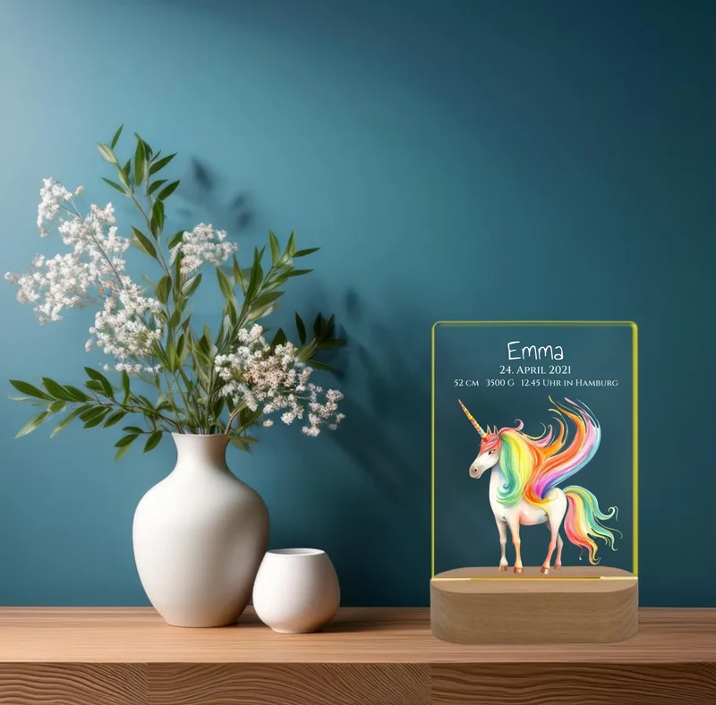 Personalisiertes LED Nachtlicht Geschenk Geburt & Taufe - Geburtsanzeige