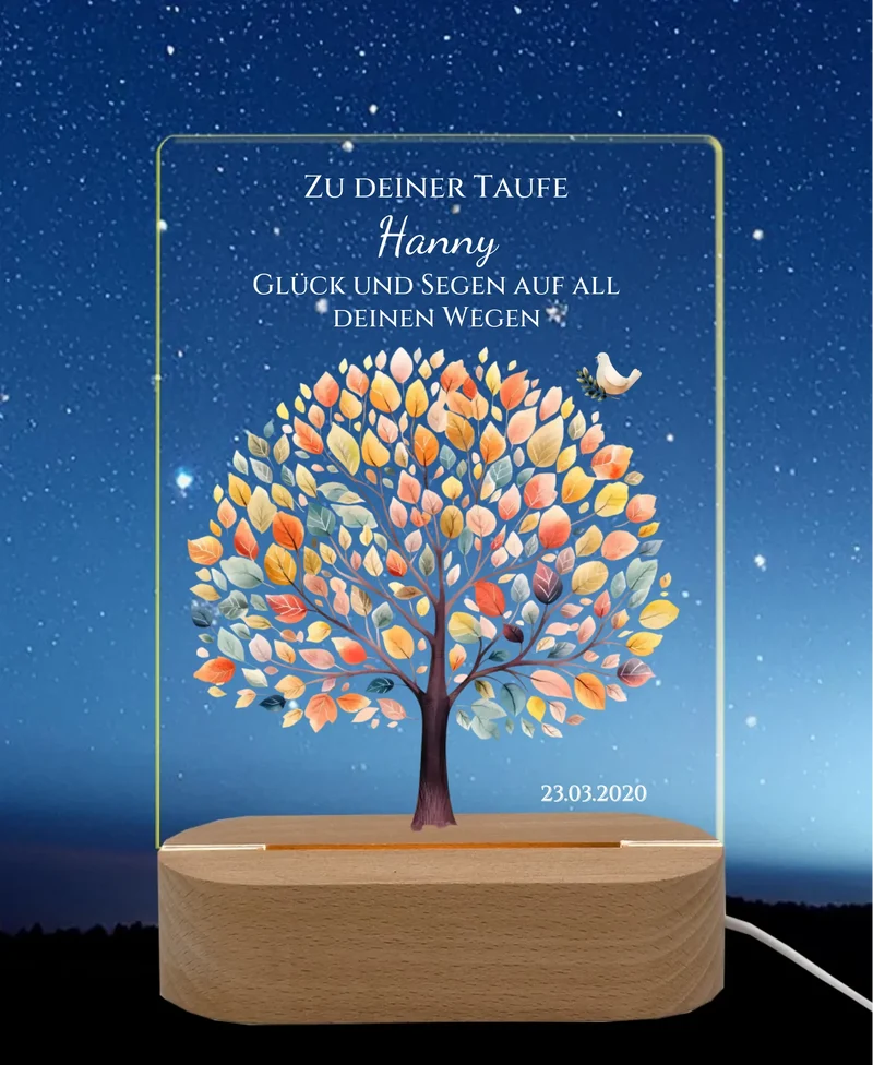 Zur Taufe Taufgeschenk / Geburtsgeschenk - Personalisiertes Baby & Kinder - LED Nachtlicht Lebensbaum 2