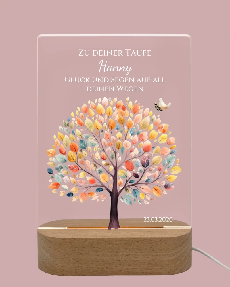 Zur Taufe Taufgeschenk / Geburtsgeschenk - Personalisiertes Baby & Kinder - LED Nachtlicht Lebensbaum 2