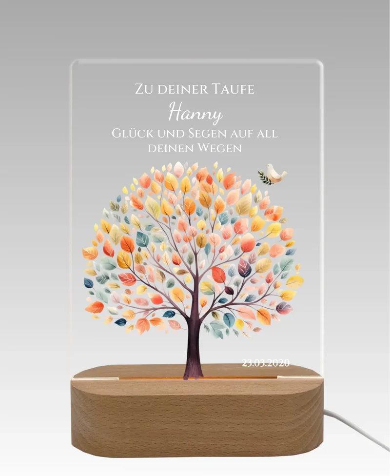 Zur Taufe Taufgeschenk / Geburtsgeschenk - Personalisiertes Baby & Kinder - LED Nachtlicht Lebensbaum 2