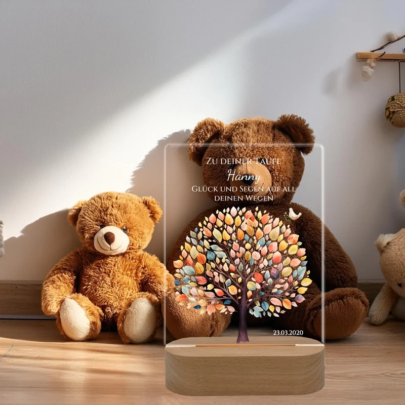 Zur Taufe Taufgeschenk / Geburtsgeschenk - Personalisiertes Baby & Kinder - LED Nachtlicht Lebensbaum 2