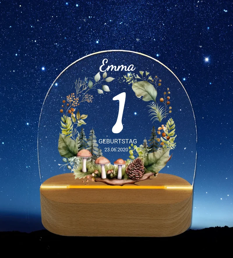 Geburtstagsgeschenk 1. Geburtstag mit Name - Personalisiertes LED Nachtlicht für Babys & Kinder