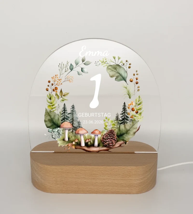 Geburtstagsgeschenk 1. Geburtstag mit Name - Personalisiertes LED Nachtlicht für Babys & Kinder