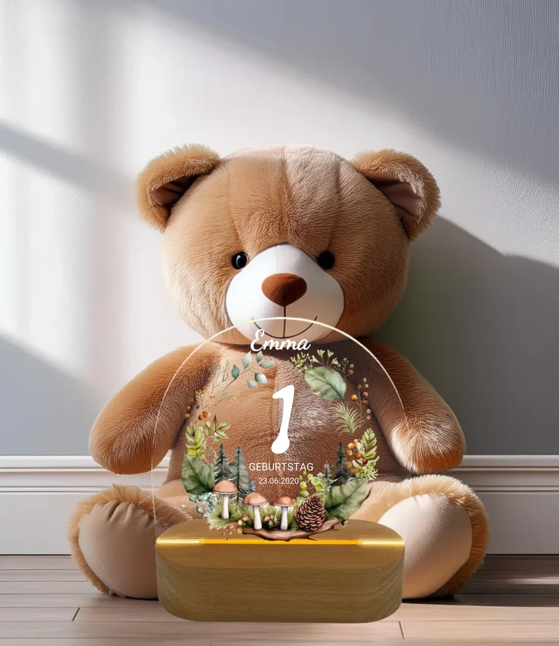 Geburtstagsgeschenk 1. Geburtstag mit Name - Personalisiertes LED Nachtlicht für Babys & Kinder