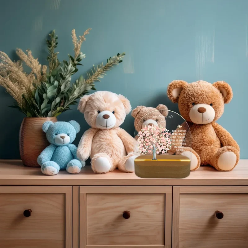 Zur Taufe - Taufgeschenk & Geburtsgeschenk Lebensbaum mit Name und Spruch - Personalisiertes LED Nachtlicht für Babys & Kinder