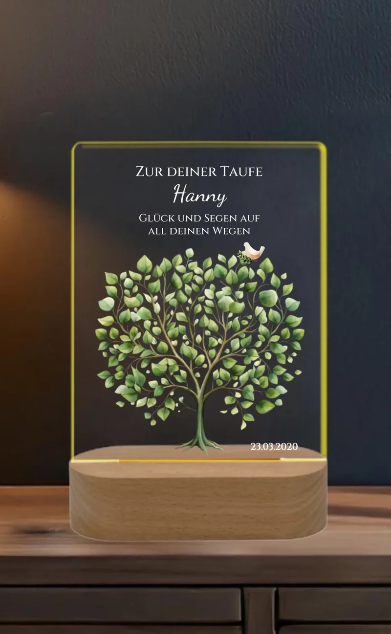 Zur Taufe Taufgeschenk / Geburtsgeschenk - Personalisiertes Baby & Kinder - LED Nachtlicht Lebensbaum