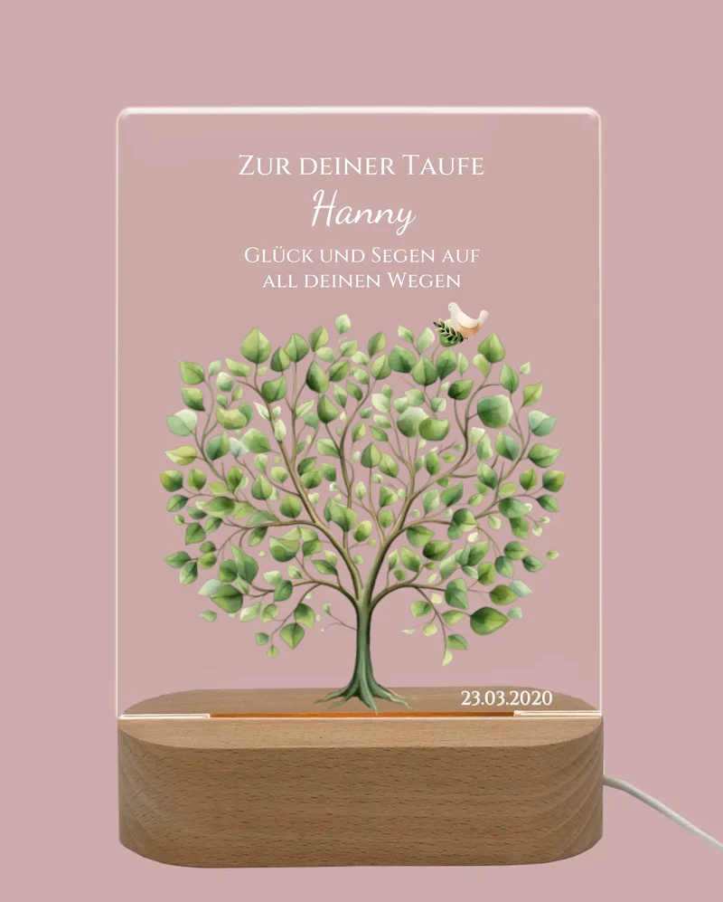 Zur Taufe Taufgeschenk / Geburtsgeschenk - Personalisiertes Baby & Kinder - LED Nachtlicht Lebensbaum