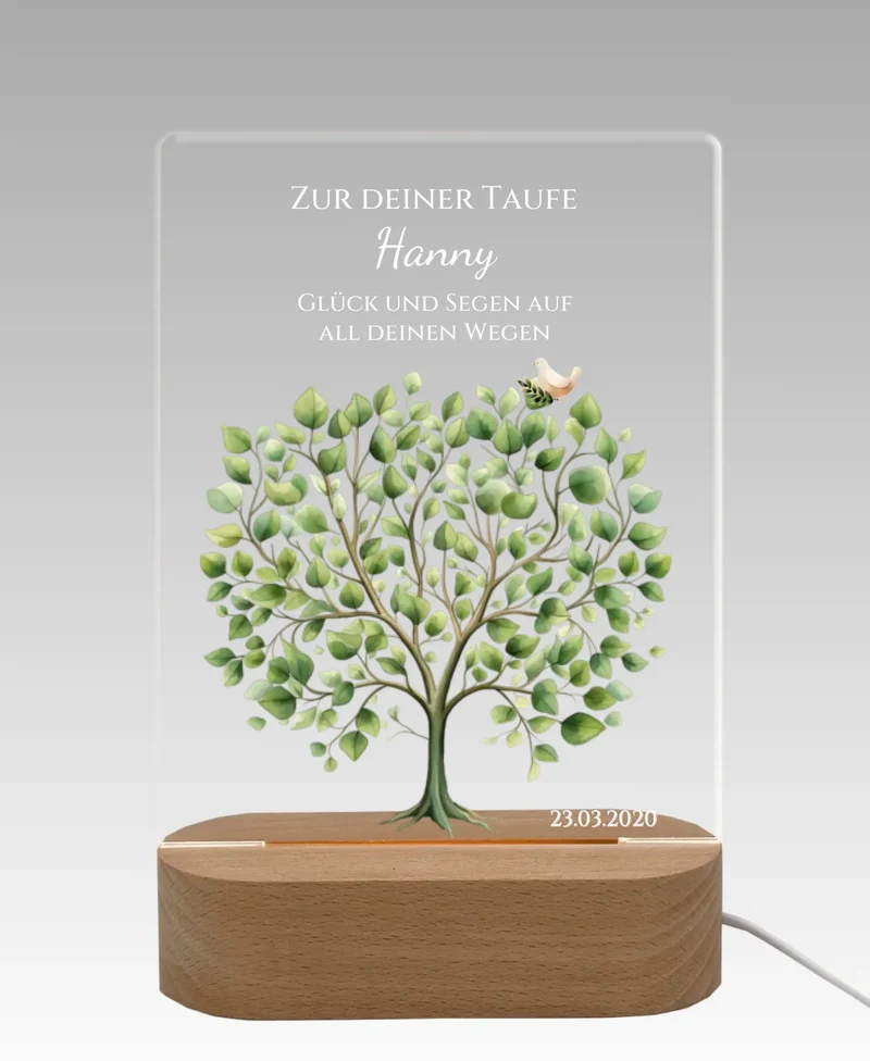 Zur Taufe Taufgeschenk / Geburtsgeschenk - Personalisiertes Baby & Kinder - LED Nachtlicht Lebensbaum