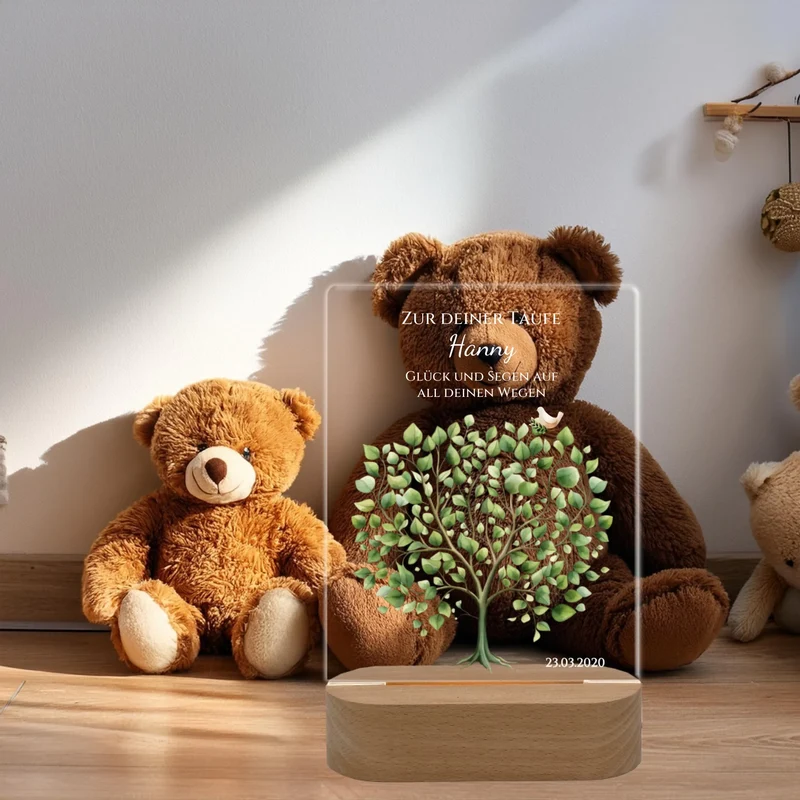 Zur Taufe Taufgeschenk / Geburtsgeschenk - Personalisiertes Baby & Kinder - LED Nachtlicht Lebensbaum