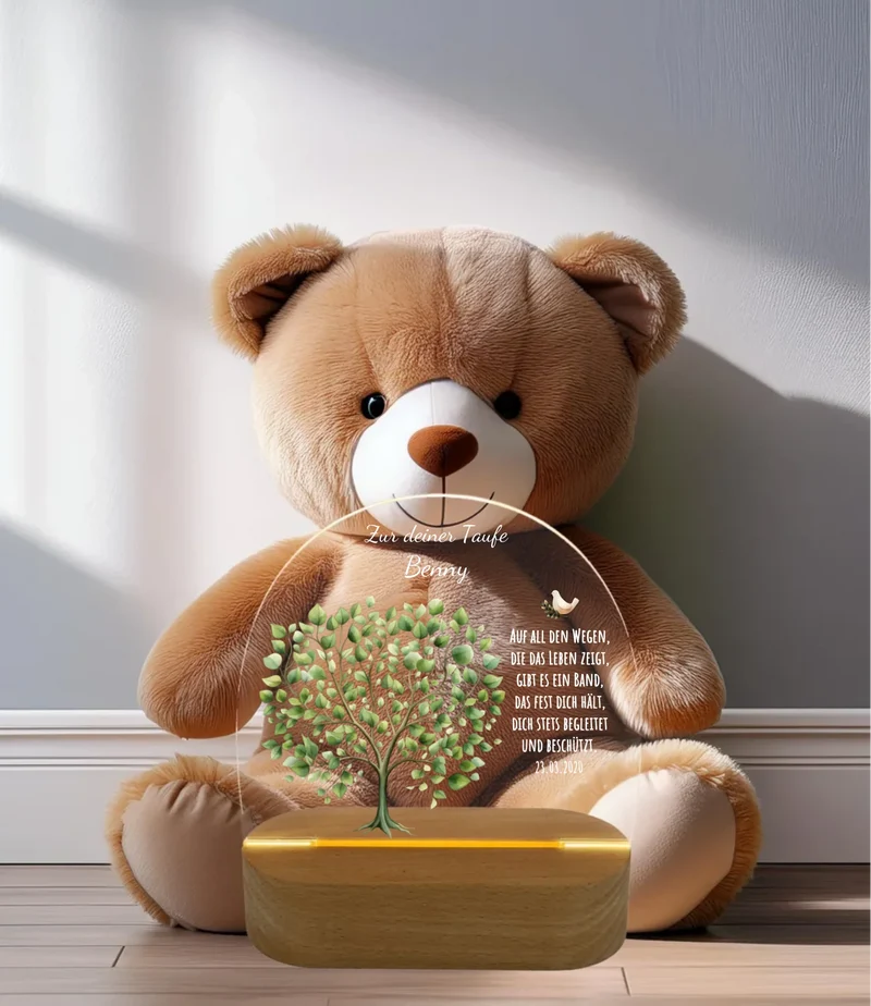 Zur Taufe - Taufgeschenk Lebensbaum Mädchen / Junge - Personalisiertes LED Nachtlicht für Babys & Kinder- Geschenk Geburt