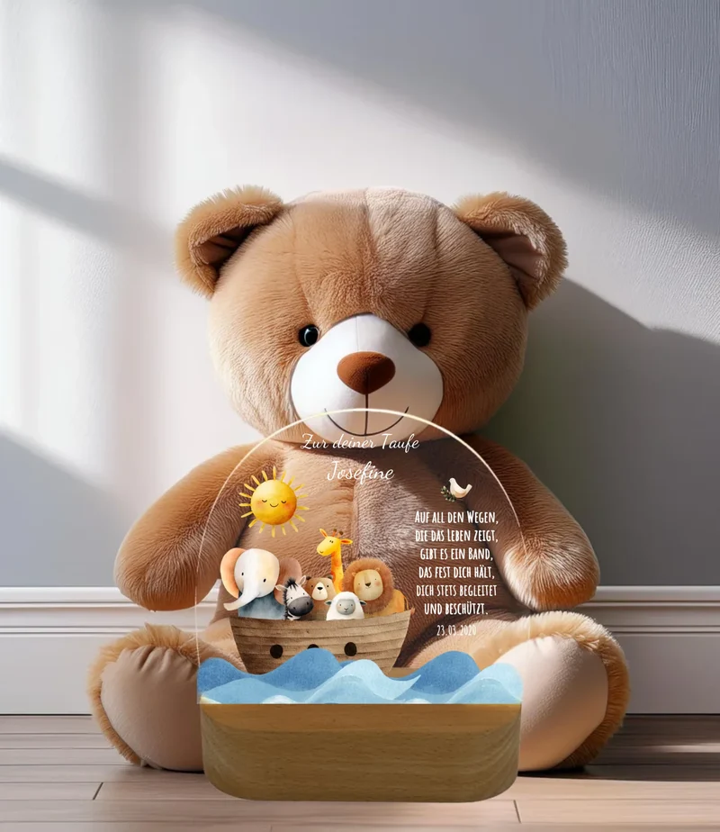 Zur Taufe Taufgeschenk Mädchen / Junge - Personalisiertes Baby & Kinder LED Nachtlicht Arche Noah - Geschenk Geburt 2