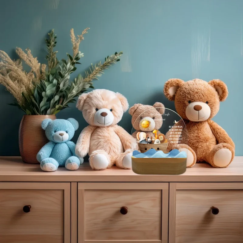 Zur Taufe Taufgeschenk Mädchen / Junge - Personalisiertes Baby & Kinder LED Nachtlicht Arche Noah - Geschenk Geburt 2