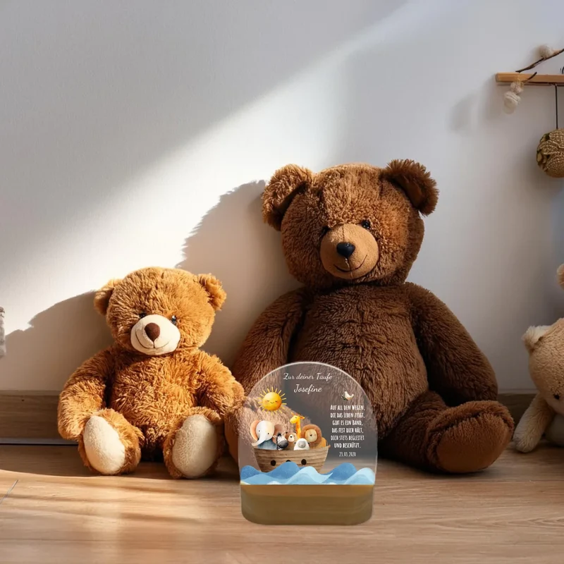 Zur Taufe Taufgeschenk Mädchen / Junge - Personalisiertes Baby & Kinder LED Nachtlicht Arche Noah - Geschenk Geburt 2