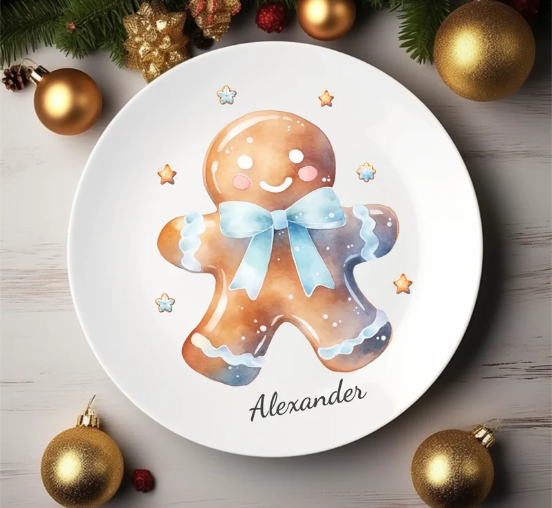Kinderteller Lebkuchenhaus - Weihnachtsteller mit Namen personalisiert, Kindergeschirr 4