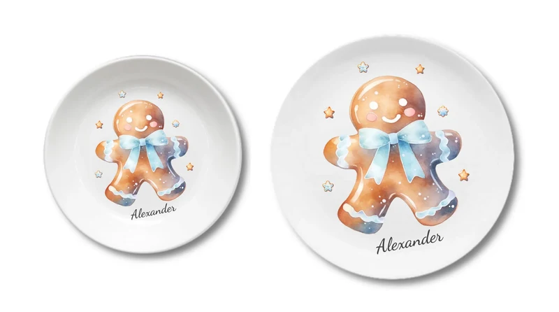 Kinderteller Lebkuchenhaus - Weihnachtsteller mit Namen personalisiert, Kindergeschirr 4