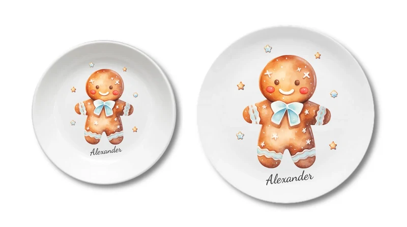 Kinderteller Lebkuchenhaus - Weihnachtsteller mit Namen personalisiert, Kindergeschirr 3