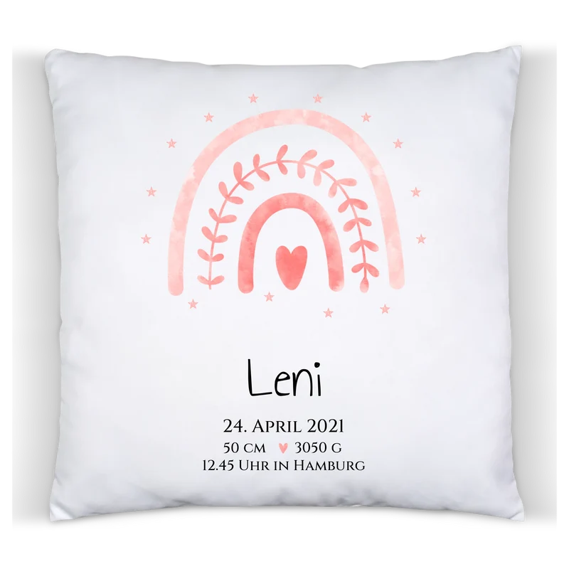 Personalisiertes Babygeschenk zur Geburt & Taufe mit Regenbogen, Geburtdaten oder Taufdaten - Taufgeschenk