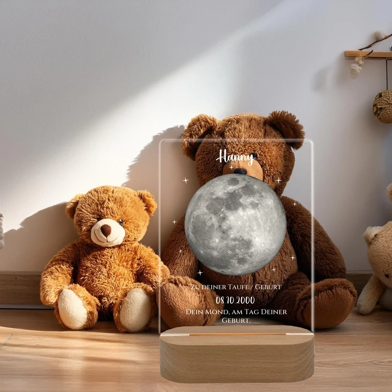 Zur Taufe Taufgeschenk / Geburtsgeschenk - Personalisiertes Baby & Kinder - LED Nachtlicht DEIN MOND