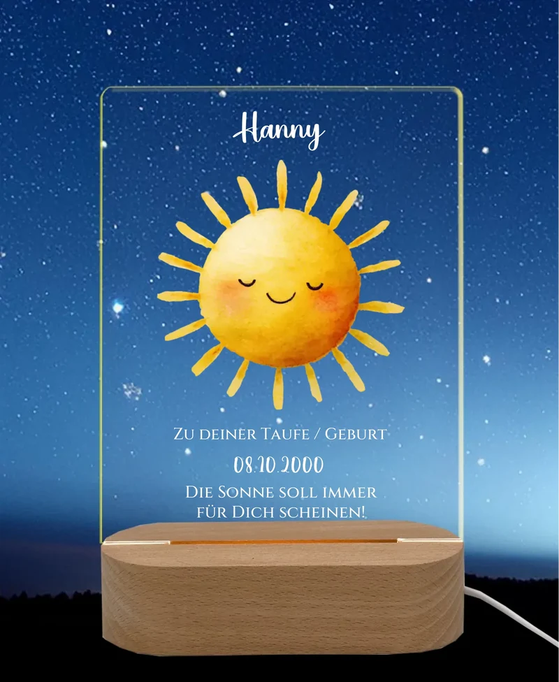 Zur Taufe Taufgeschenk / Geburtsgeschenk - Baby & Kinder-LED Nachtlicht SONNE