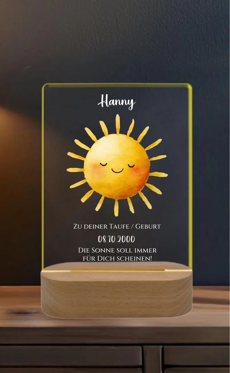 Zur Taufe Taufgeschenk / Geburtsgeschenk - Baby & Kinder-LED Nachtlicht SONNE