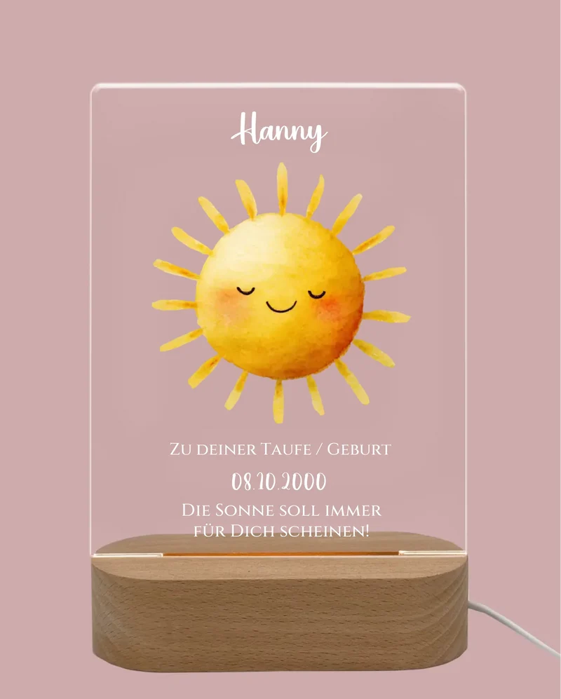 Zur Taufe Taufgeschenk / Geburtsgeschenk - Baby & Kinder-LED Nachtlicht SONNE