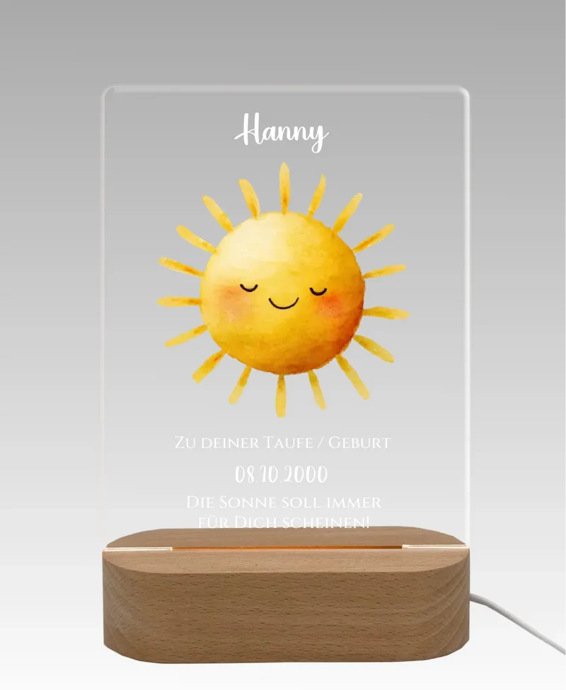Zur Taufe Taufgeschenk / Geburtsgeschenk - Baby & Kinder-LED Nachtlicht SONNE