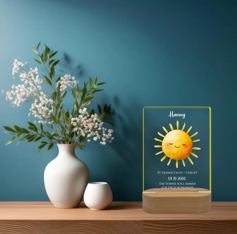 Zur Taufe Taufgeschenk / Geburtsgeschenk - Baby & Kinder-LED Nachtlicht SONNE