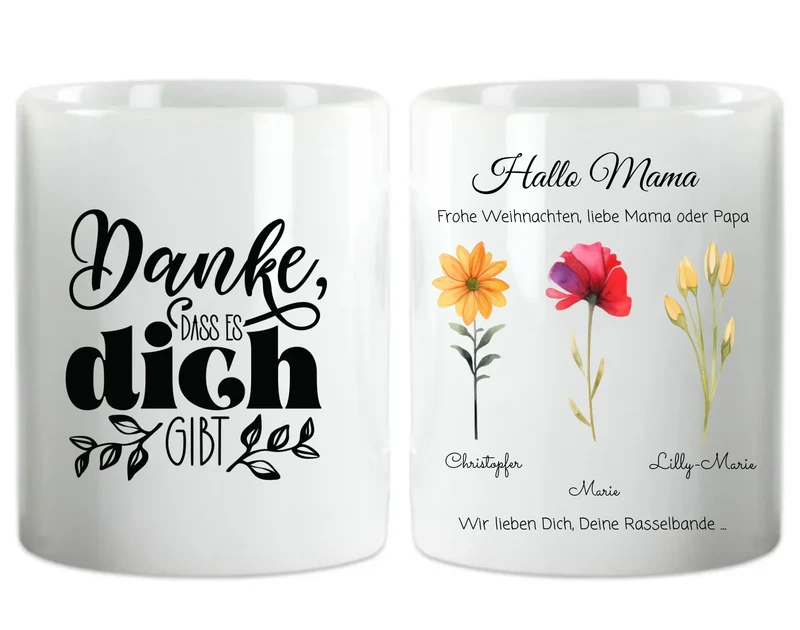 Weihnachtsgeschenk für Mama oder Papa mit Namen und Spruch