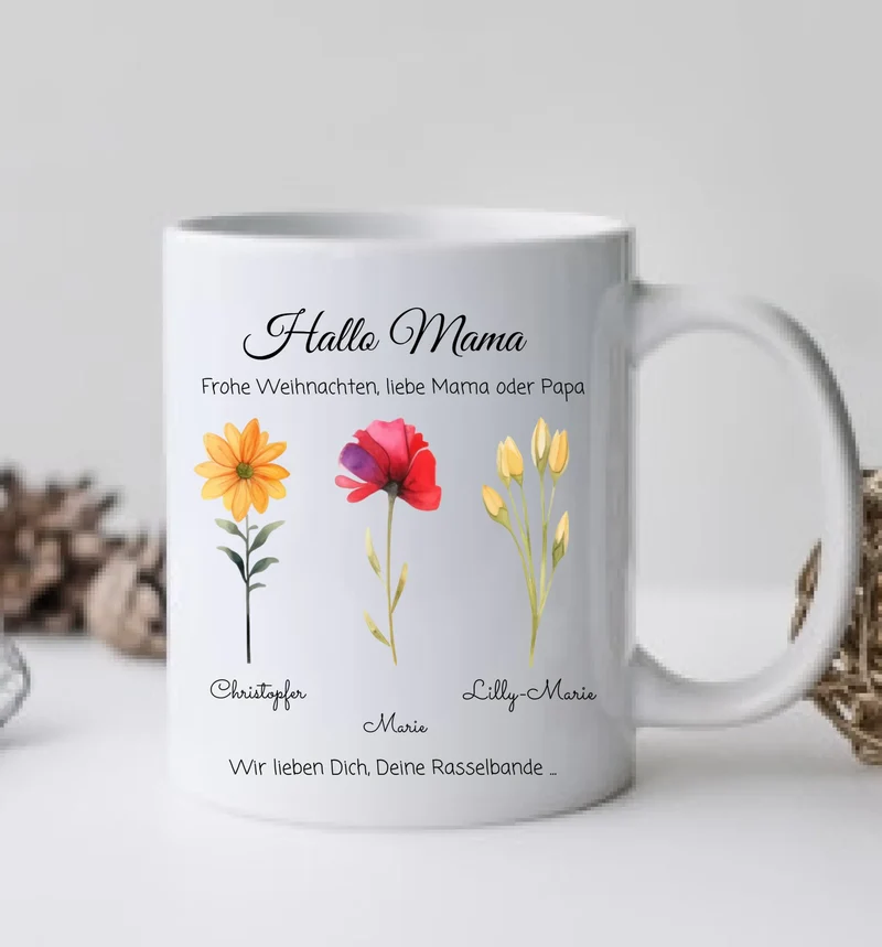 Weihnachtsgeschenk für Mama oder Papa mit Namen und Spruch