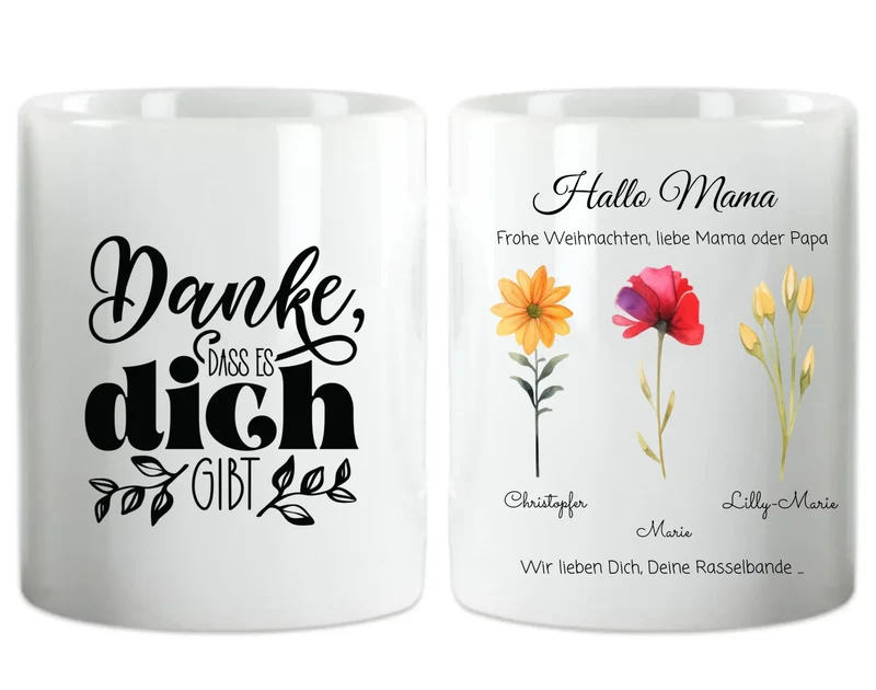 Weihnachtsgeschenk für Mama oder Papa mit Namen und Spruch