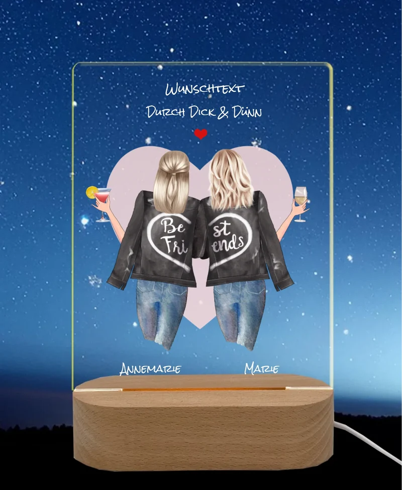 Personalisiertes LED-Deko Licht aus Acrylglas "Geschenk Schwester" Geschenkidee Geburtstag & Weihnachten