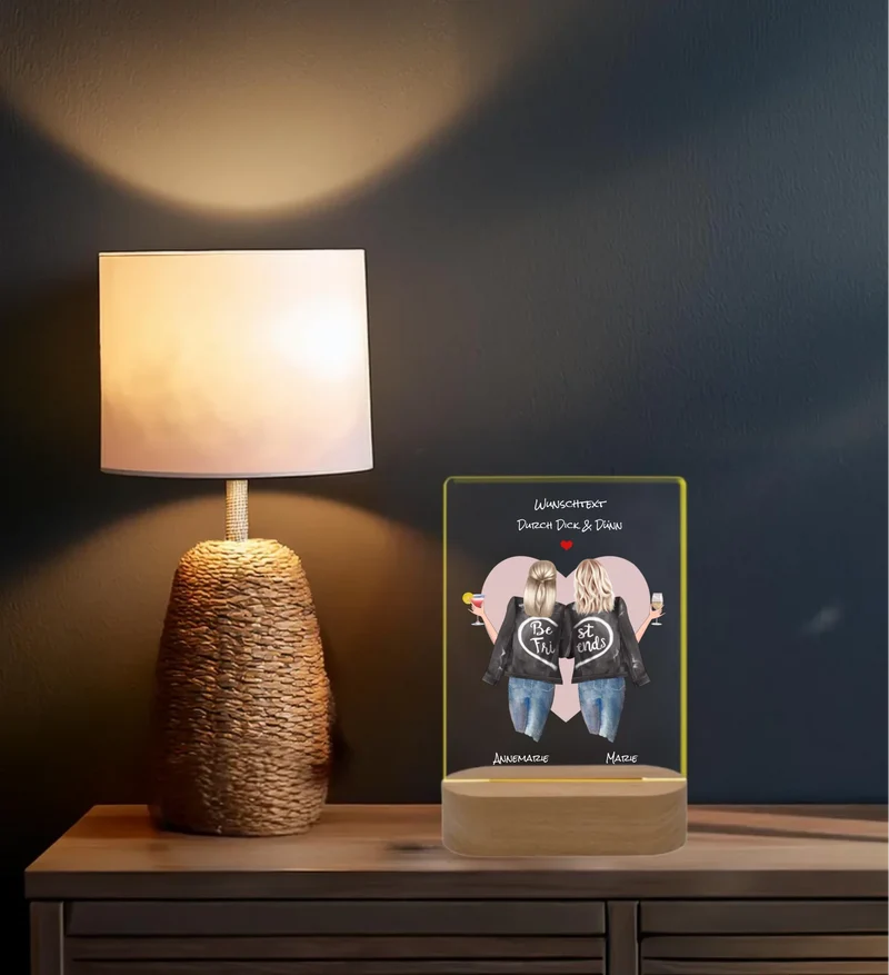Personalisiertes LED-Deko Licht aus Acrylglas "Geschenk Schwester" Geschenkidee Geburtstag & Weihnachten
