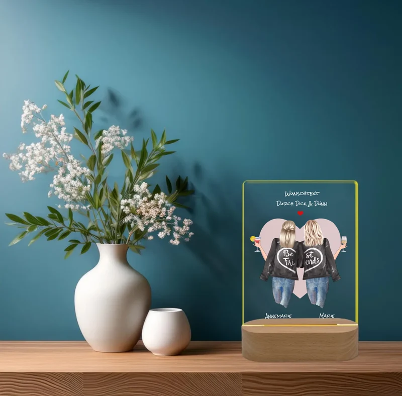 Personalisiertes LED-Deko Licht aus Acrylglas "Geschenk Schwester" Geschenkidee Geburtstag & Weihnachten