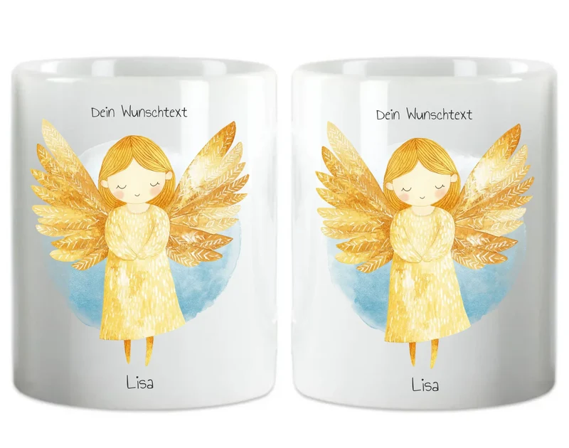 Schutzengel Geschenk - personalisierte Keramiktasse für alle Anlässe mit Name und Wunschtext
