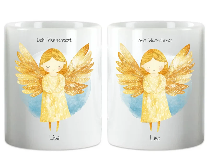 Schutzengel Geschenk - personalisierte Keramiktasse für alle Anlässe mit Name und Wunschtext
