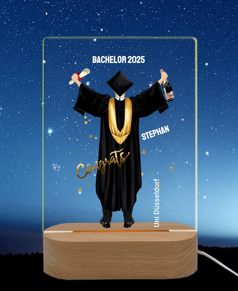 Personalisiertes Nachtlicht Abschlussgeschenk – Abitur, Bachelor, Master, Doktor, Ausbildung für Männer