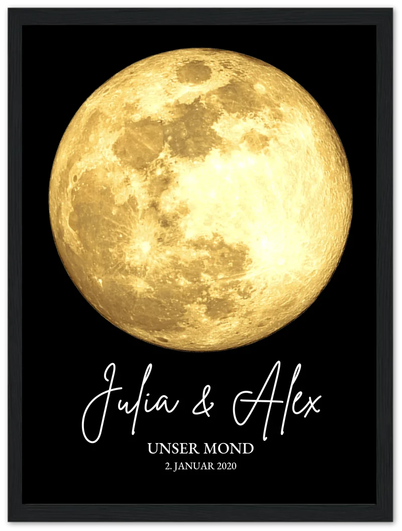 Personalisiertes Mondphasen-Poster - Geschenk zur Hochzeit, Jahrestag, Valentinstag