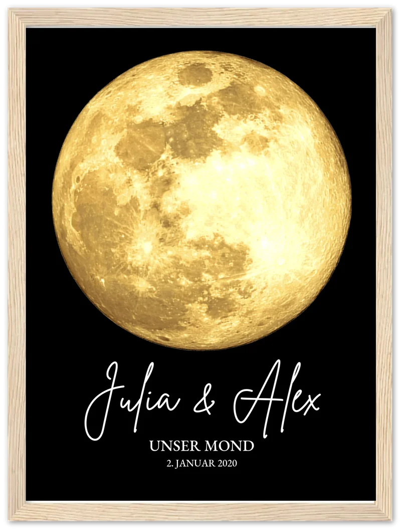 Personalisiertes Mondphasen-Poster - Geschenk zur Hochzeit, Jahrestag, Valentinstag