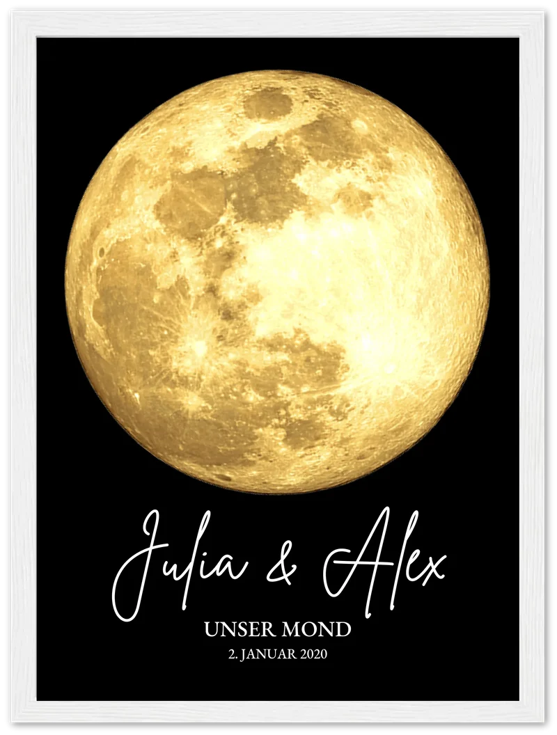 Personalisiertes Mondphasen-Poster - Geschenk zur Hochzeit, Jahrestag, Valentinstag