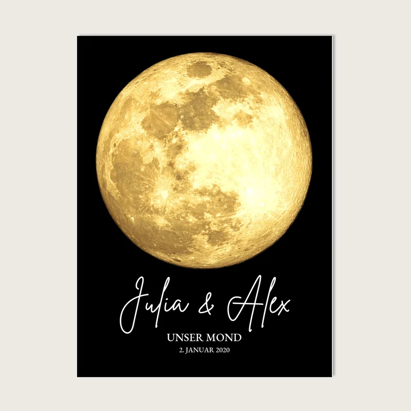 Personalisiertes Mondphasen-Poster - Geschenk zur Hochzeit, Jahrestag, Valentinstag