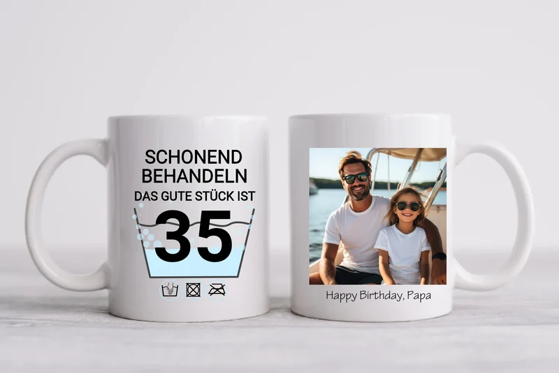 Fototasse 35. Geburtstag Geschenk - Tasse für Papa, Mann, Freund mit Foto